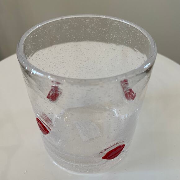 RED LIP Double Old Fashioned Glasses 14oz Set of 2 New - Picture 3 of 9
